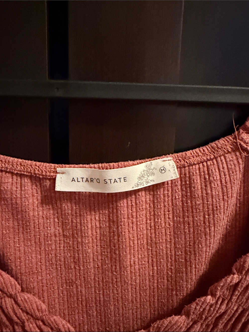 ALTAR’D STATE Textured Smocked Cropped Blouse in Dusty Rose - Picture 2 of 3